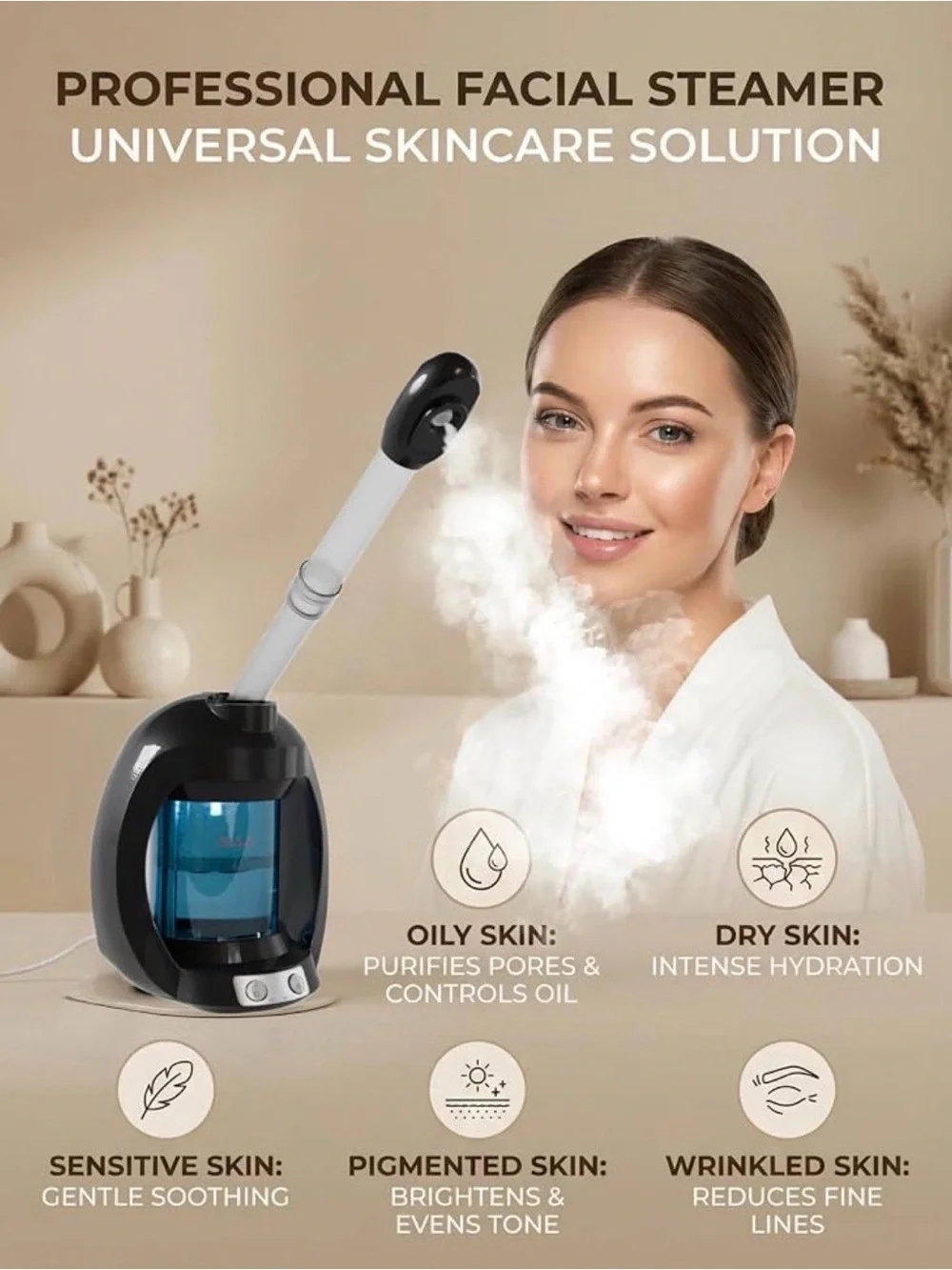 Facial Steam Vaporizer with Adjustable Arm - Black and Blue